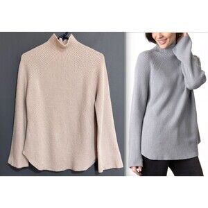 $239 Margaret O’Leary Blush Pink 100% Cashmere Funnel Sweater Size Small j